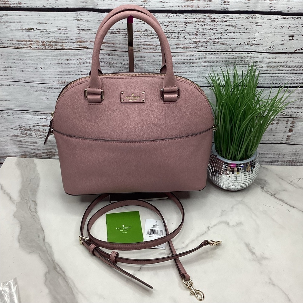 KATE SPADE SATCHEL SUMMER BAG PINK DUSTY PEONY HANDBAG GROVE STREET CARLY PURSE - Picture 4 of 14